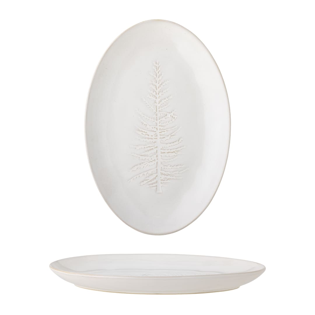82061074 - Winter Serving Plate, Nature, Stoneware STOCK: 52