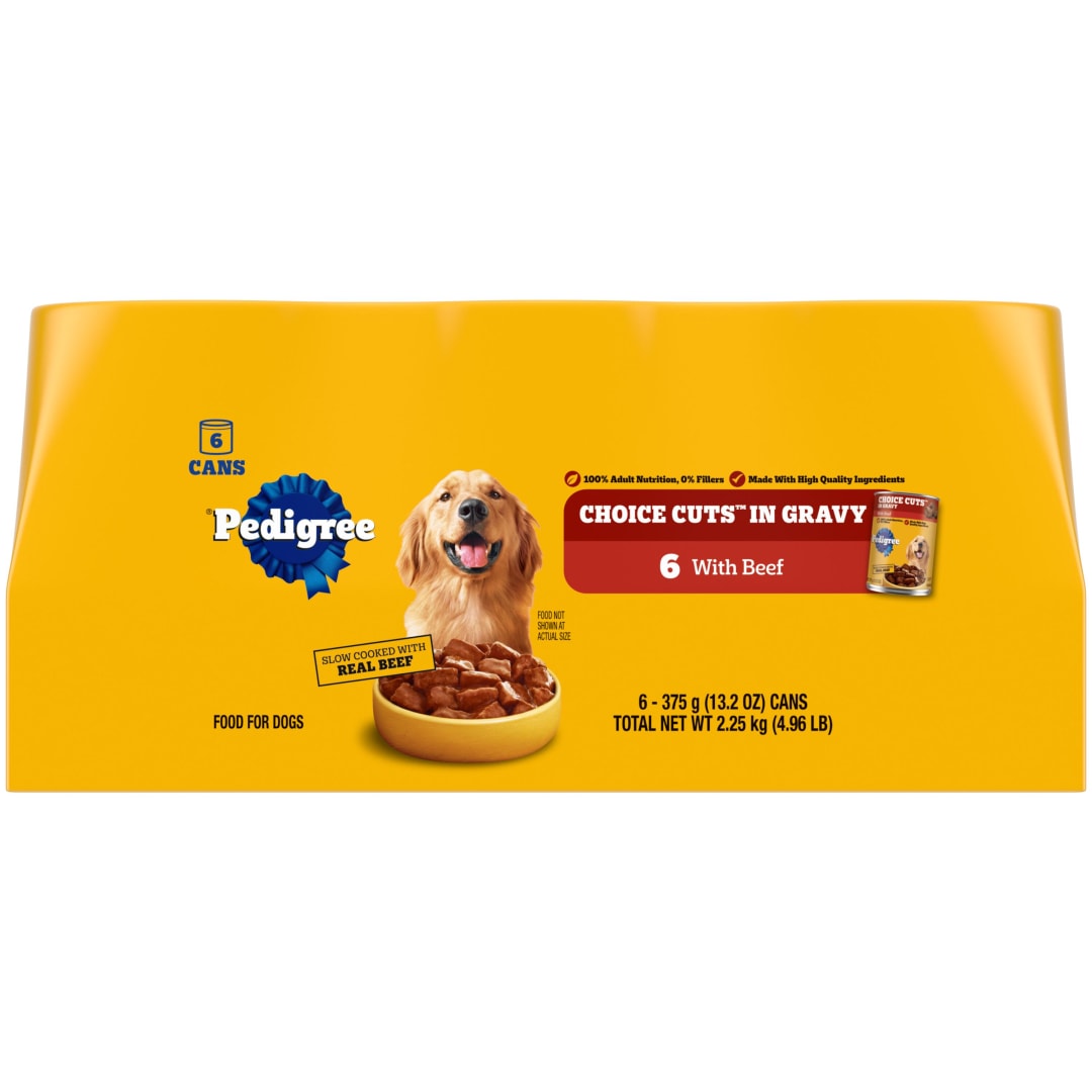 PEDIGREE CHOICE CUTS IN GRAVY Adult Canned Soft Wet Dog Food with Beef, 13.2 oz. Cans 6 Pack