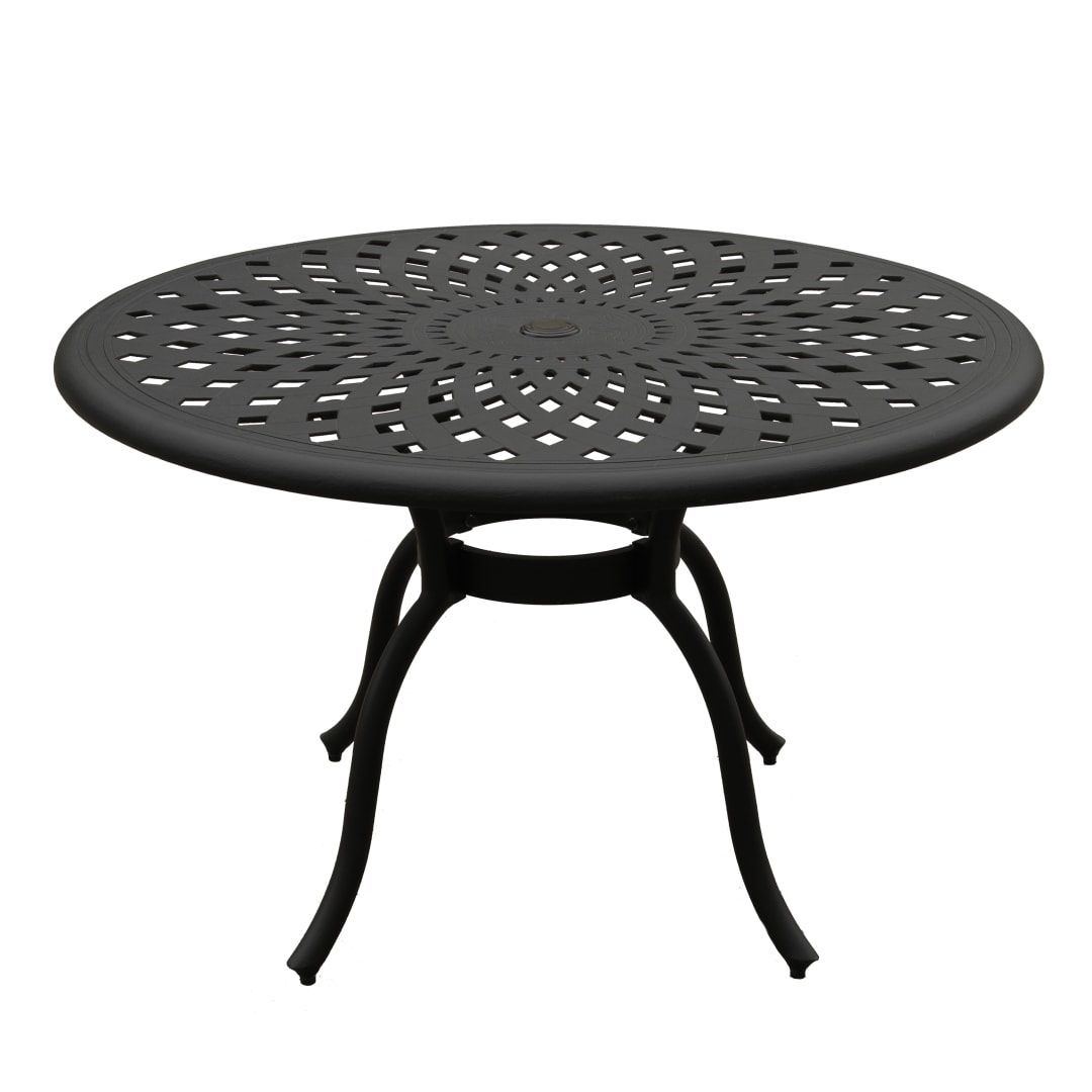 Modern Outdoor Mesh Aluminum 48-in Black Round Patio Dining Table