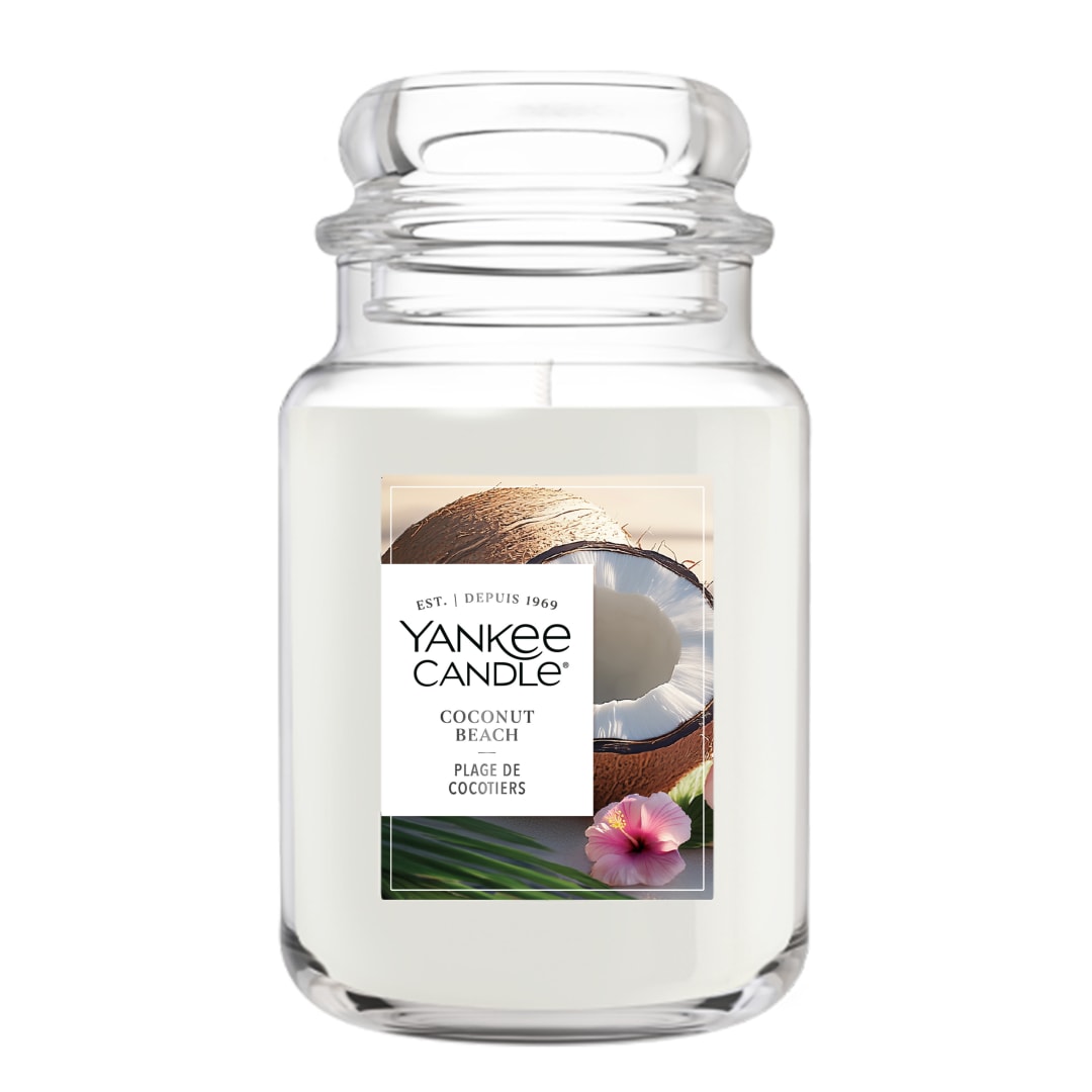 Yankee Candle Coconut Beach, 22 oz Original Large Jar Candle with up to 150 Hour Burn Time