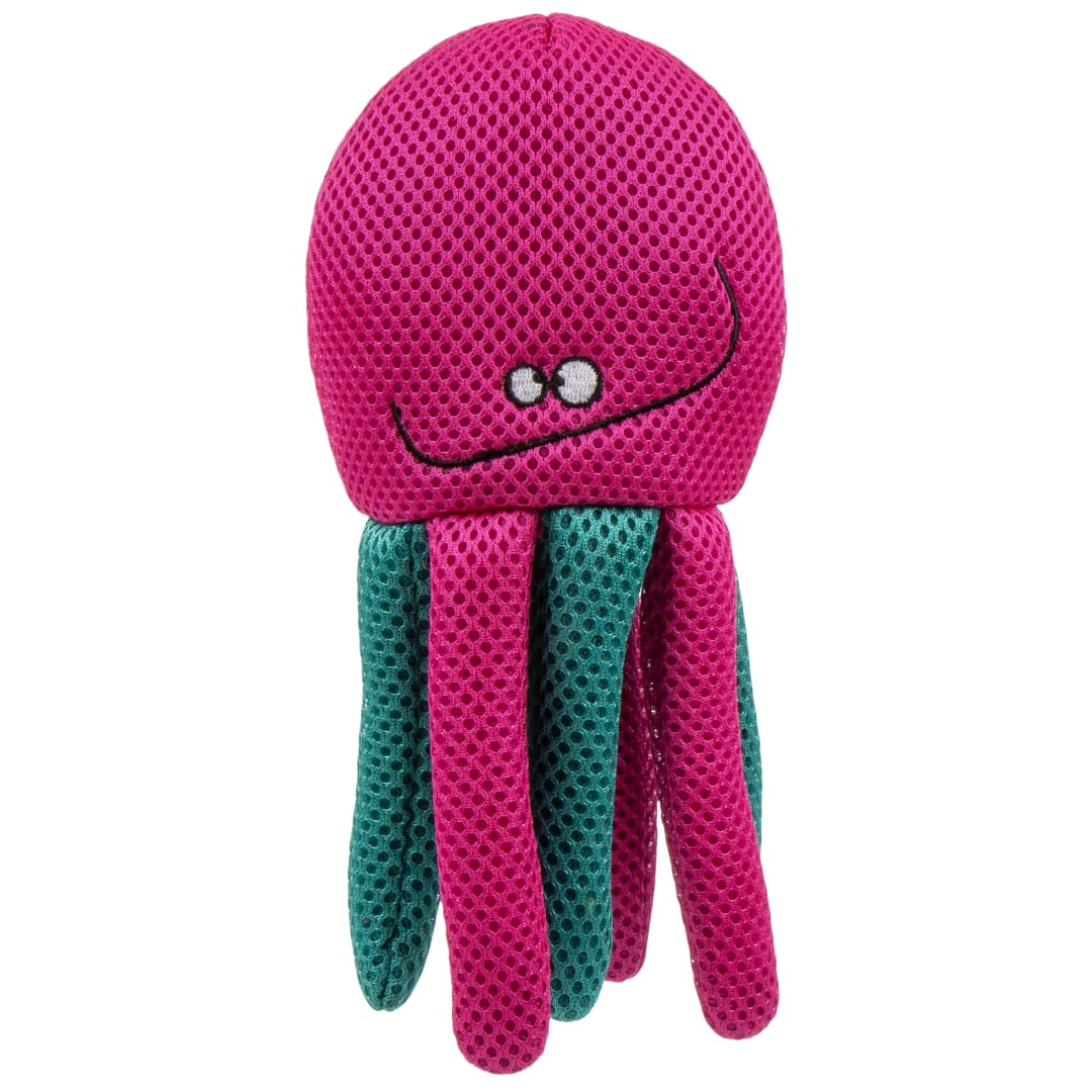 goDog Double Chew Guard Technology Octopus Squeaky Plush Dog Toy, Pink, Small