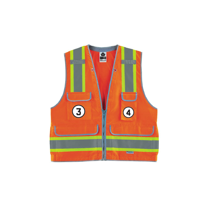 Glowear 8254HDZ Two-Tone Heavy-Duty Surveyors Vest - Type R, Class 2, Zipper