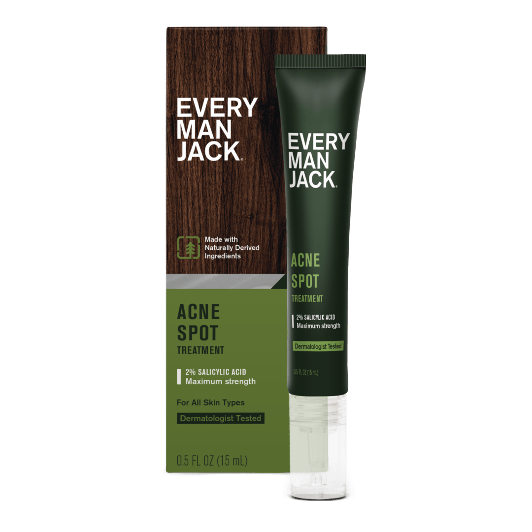 Every Man Jack Acne Spot Treatment - Maximum Strength, Fast Absorbing Skin Clearing Serum - 2% Salicylic Acid, Activated Charcoal, Niacinamide - Target Acne & Blemishes, Reduce Redness - 0.5oz 1 Pack