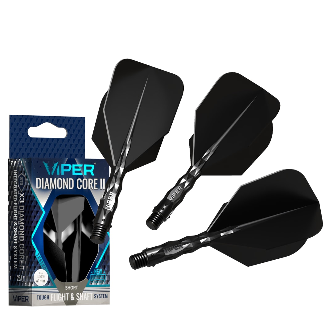 Viper Diamond Core II Integrated Dart Flight & Shaft System - Short Shaft, Standard Flight - Black