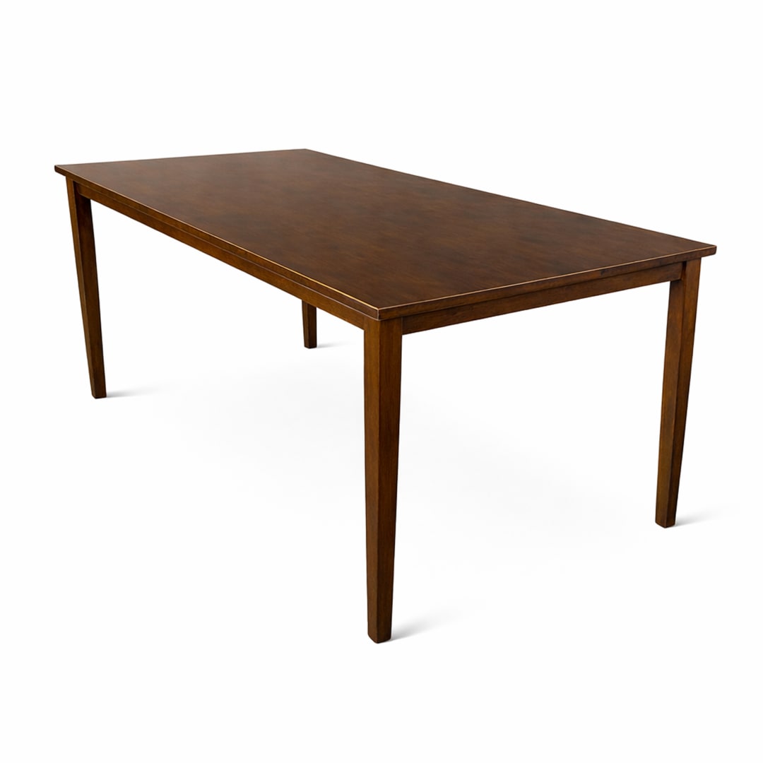 Modern 59 Inch Rectangular Dining Table, Dirty Oak Finish Solid Rubberwood