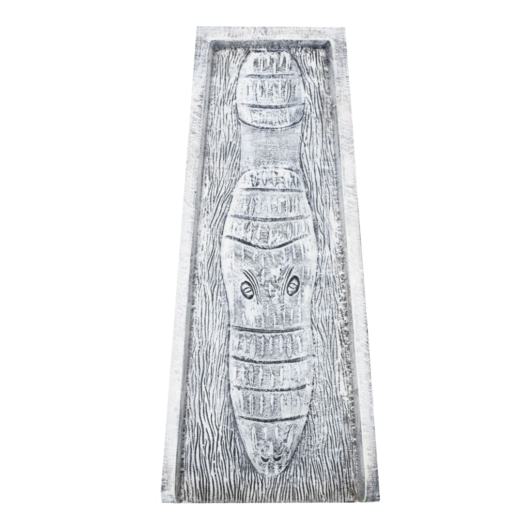 White Alligator Crocodile Cast Aluminum Downspout Gutter 24 in. Splash Block