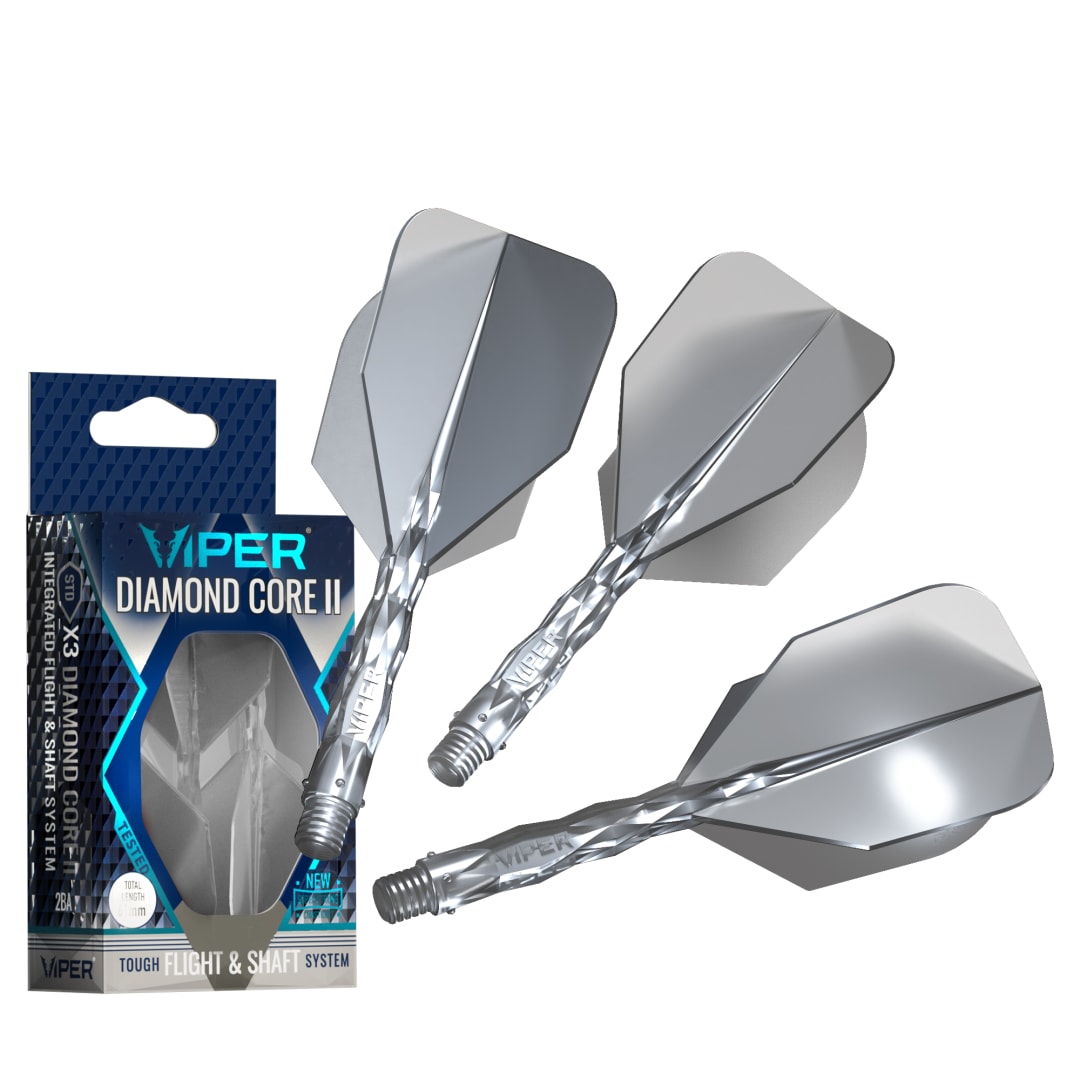 Viper Diamond Core II Integrated Dart Flight & Shaft System - InBetween Shaft, Standard Flight - Clear