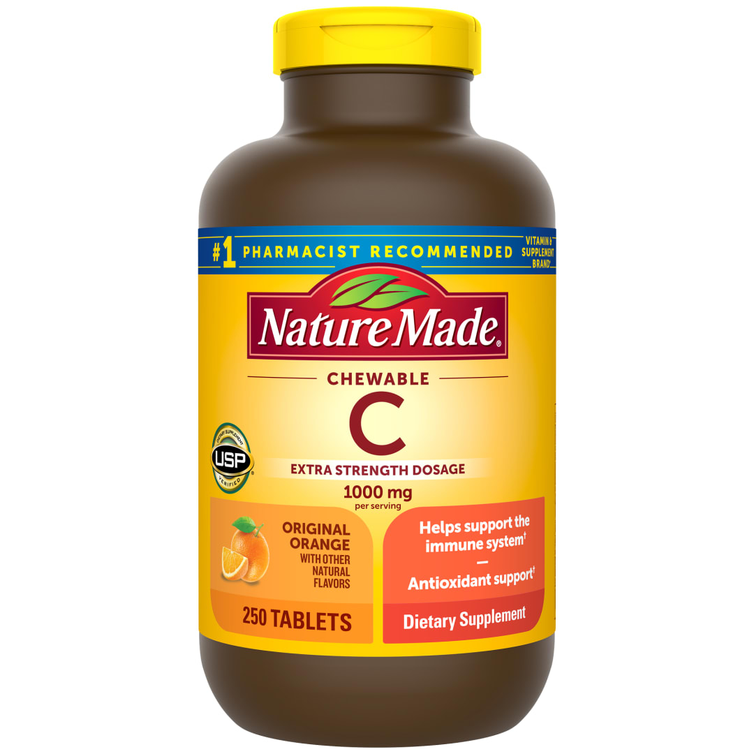 Nature Made Extra Strength Dosage Chewable Vitamin C 1000 mg per Serving, Adult Vitamin C Chewable Tablets for Immune Support, 250 Tablets, 125 Day Supply