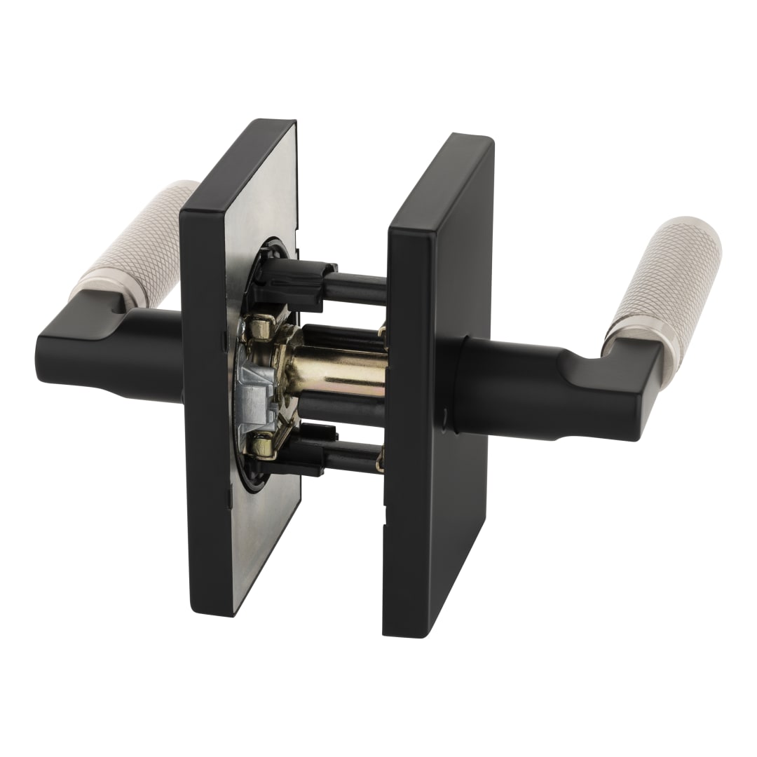 Weiser Prava Privacy Locking Door Lever, Contemporary Design Door Handle in Matte Black/Satin Nickel