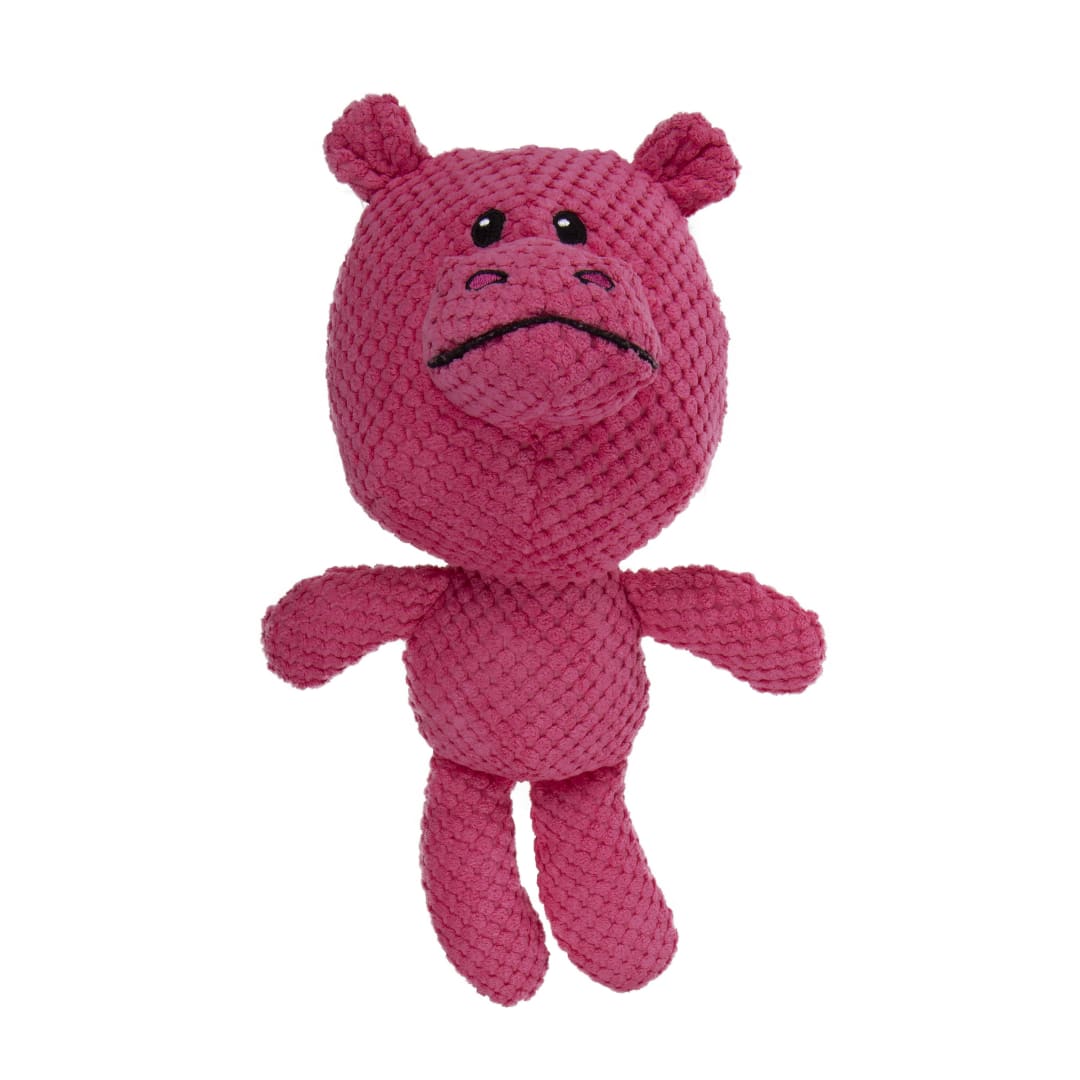 goDog Checkers Hippo Squeaky Plush Dog Toy With Chew Guard Technology, Pink, Large