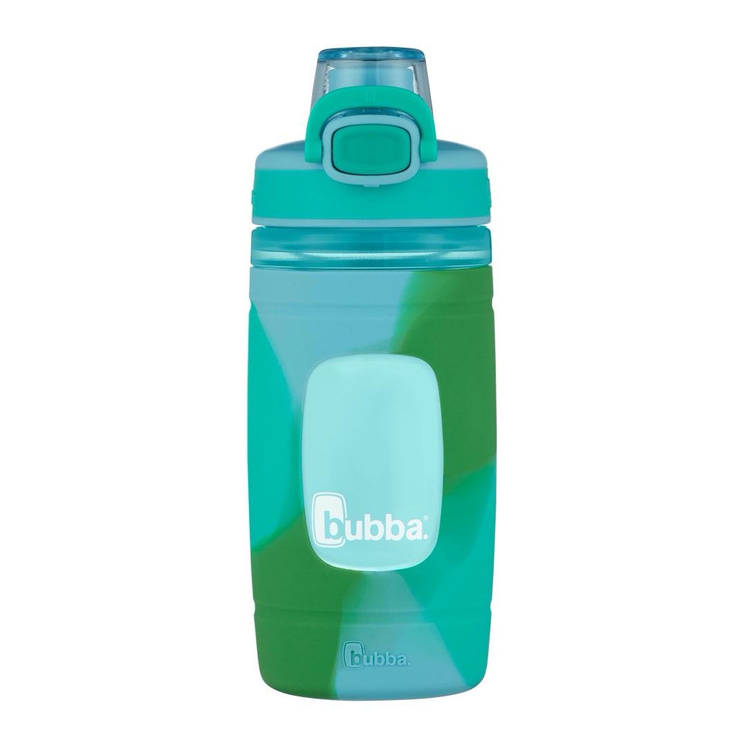 bubba® Botella de Agua Kids Flo, 16oz (Paquete de 1), Crystle Ice con Lavado de Color Caramelo y Kiwi