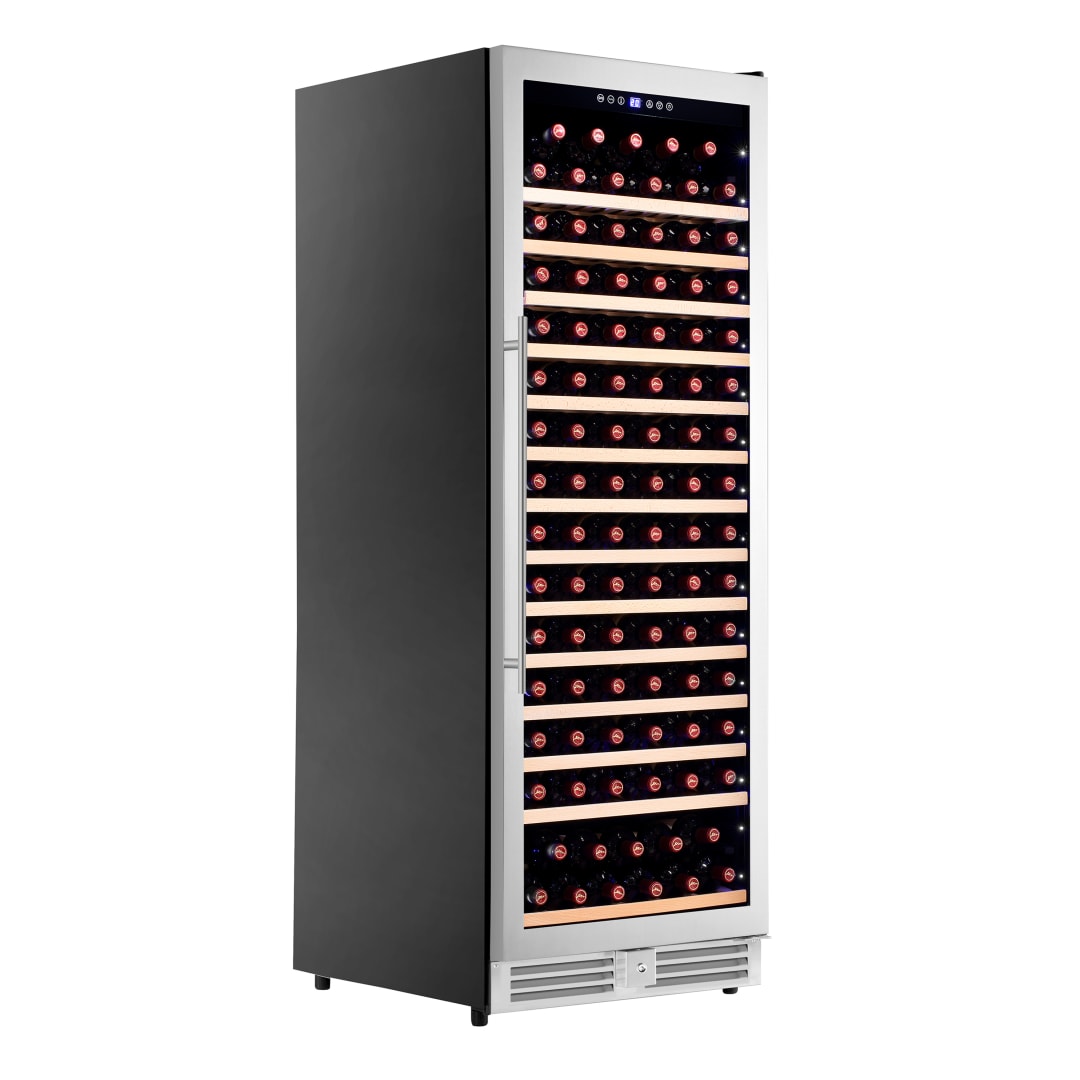 Avanti Refresh Wine Cooler, 149 Bottle Capacity, Stainless Steel Finish with Wood Shelves, Digital Touch Controls, Glass Door (WCF149SE3S)