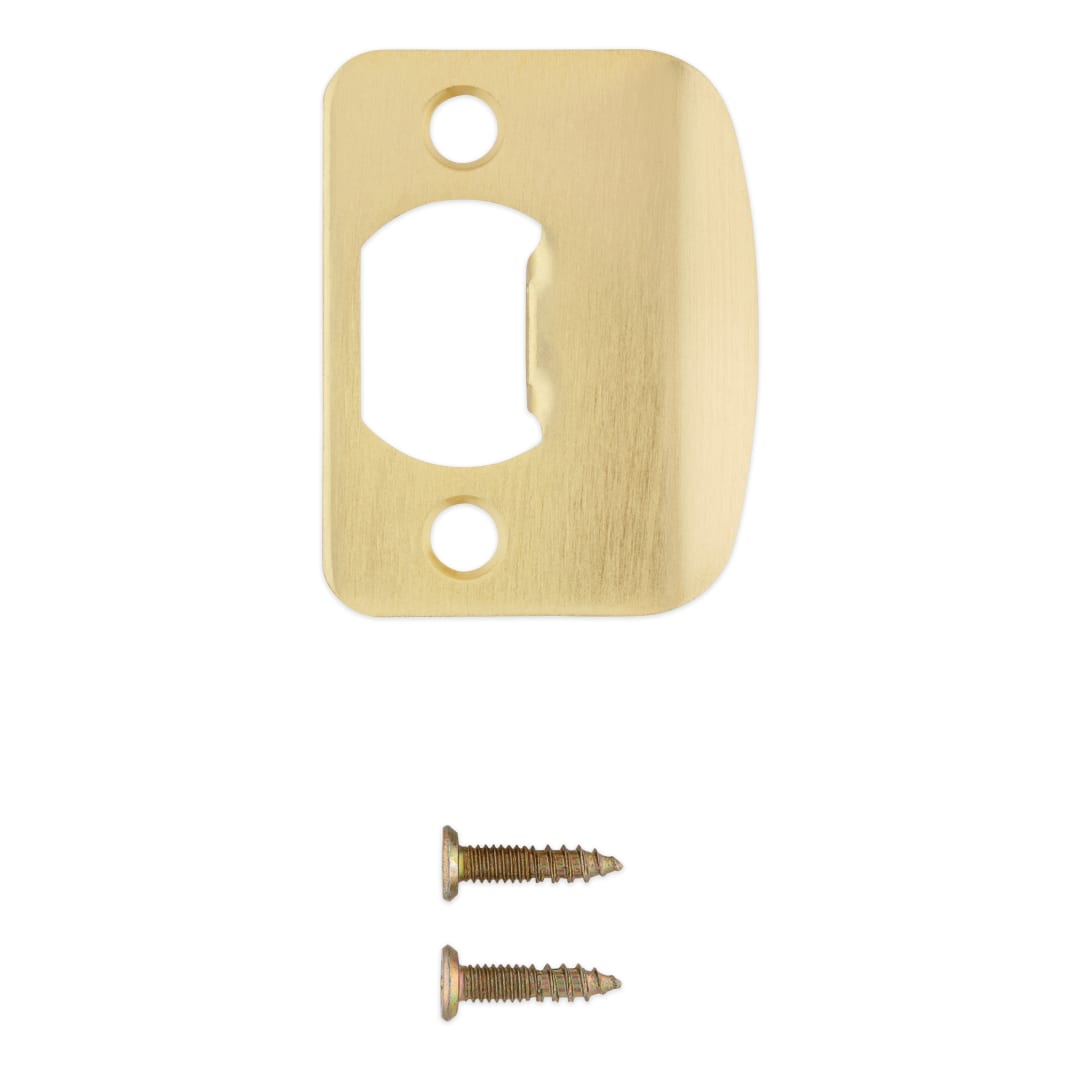 Round Corner Full Lip Strike for Knob/Lever in Satin Brass Finish