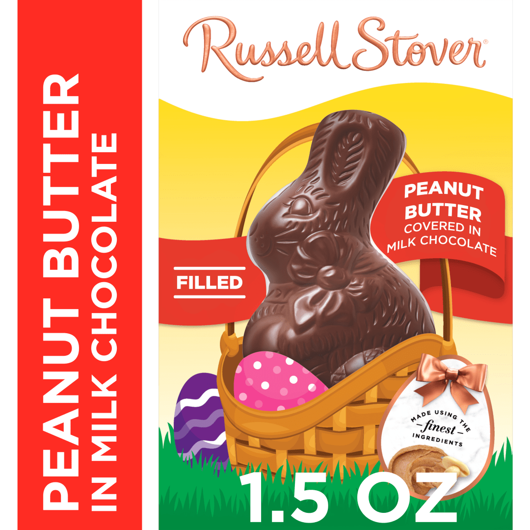 RUSSELL STOVER Easter Bunny Peanut Butter in Milk Chocolate Candy Rabbit, 1.5 oz.