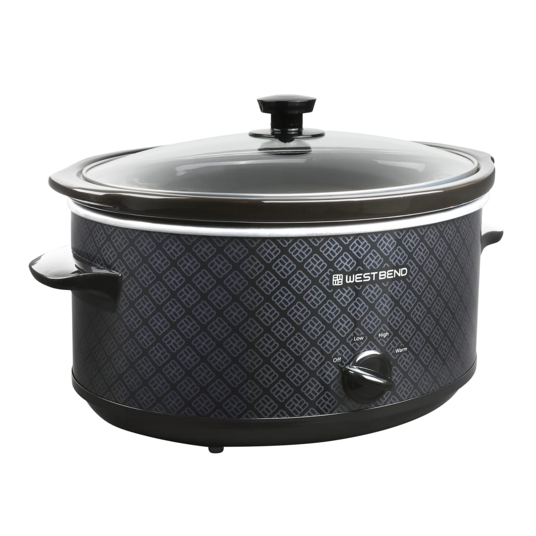 West Bend Pattern Slow Cooker, 6 Qt. Capacity in Black (SCWB6QPTBK13)