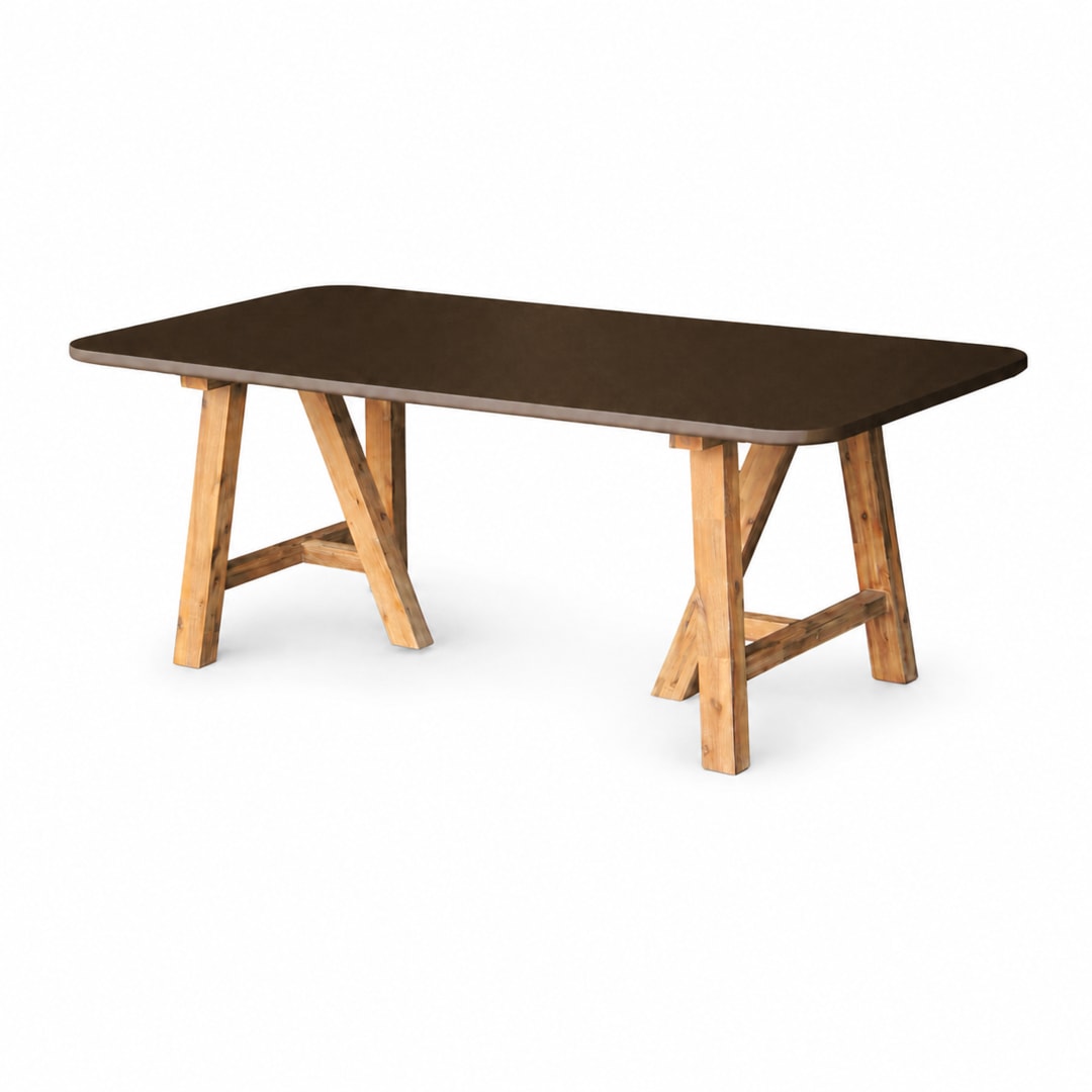 Modern Indoor/Outdoor Brown 78.7" Rectangular Concrete Fiber Dining Table