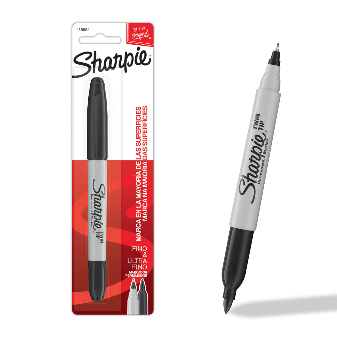 Sharpie Marcadores Permanentes, Doble Punta, Negro, 1 Pieza