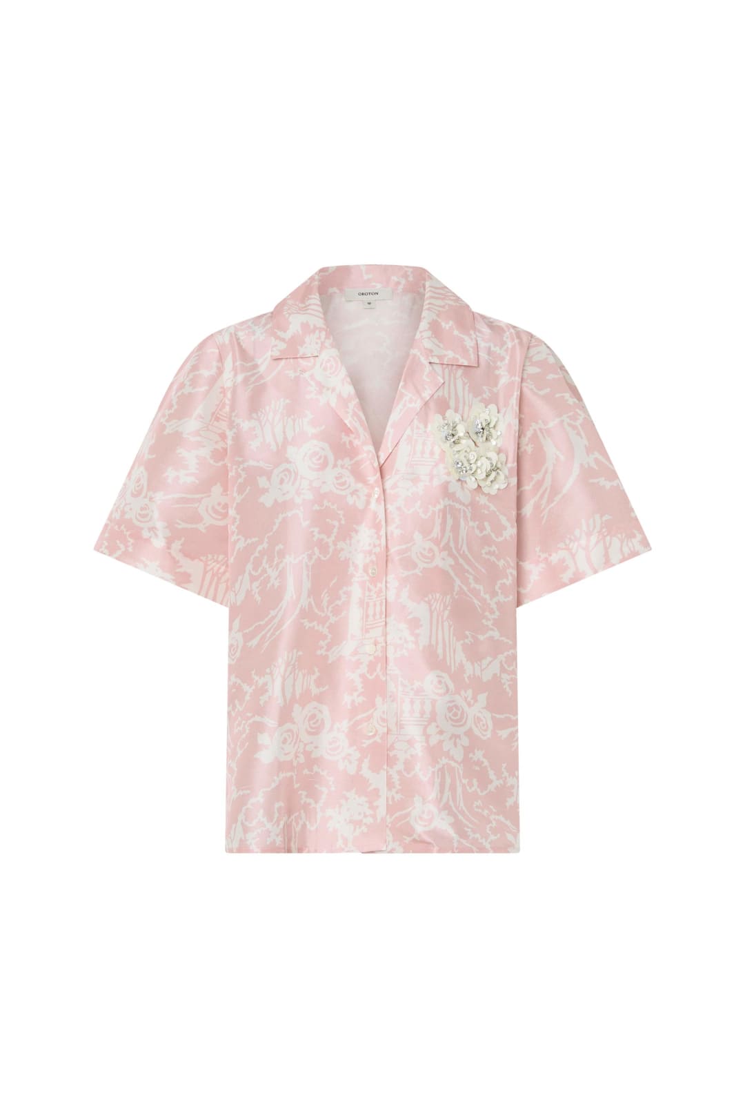 Garden Toile Embellished Camp Shirt