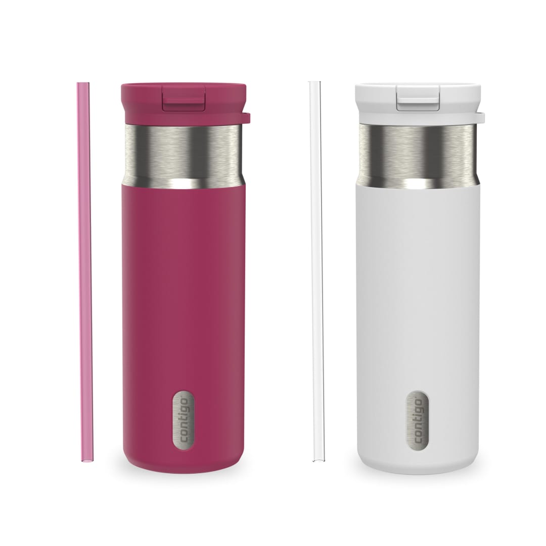 Bouteille deau isole en acier inoxydable Contigo SnapSeal avec paille, 591ml (20oz), 2 units