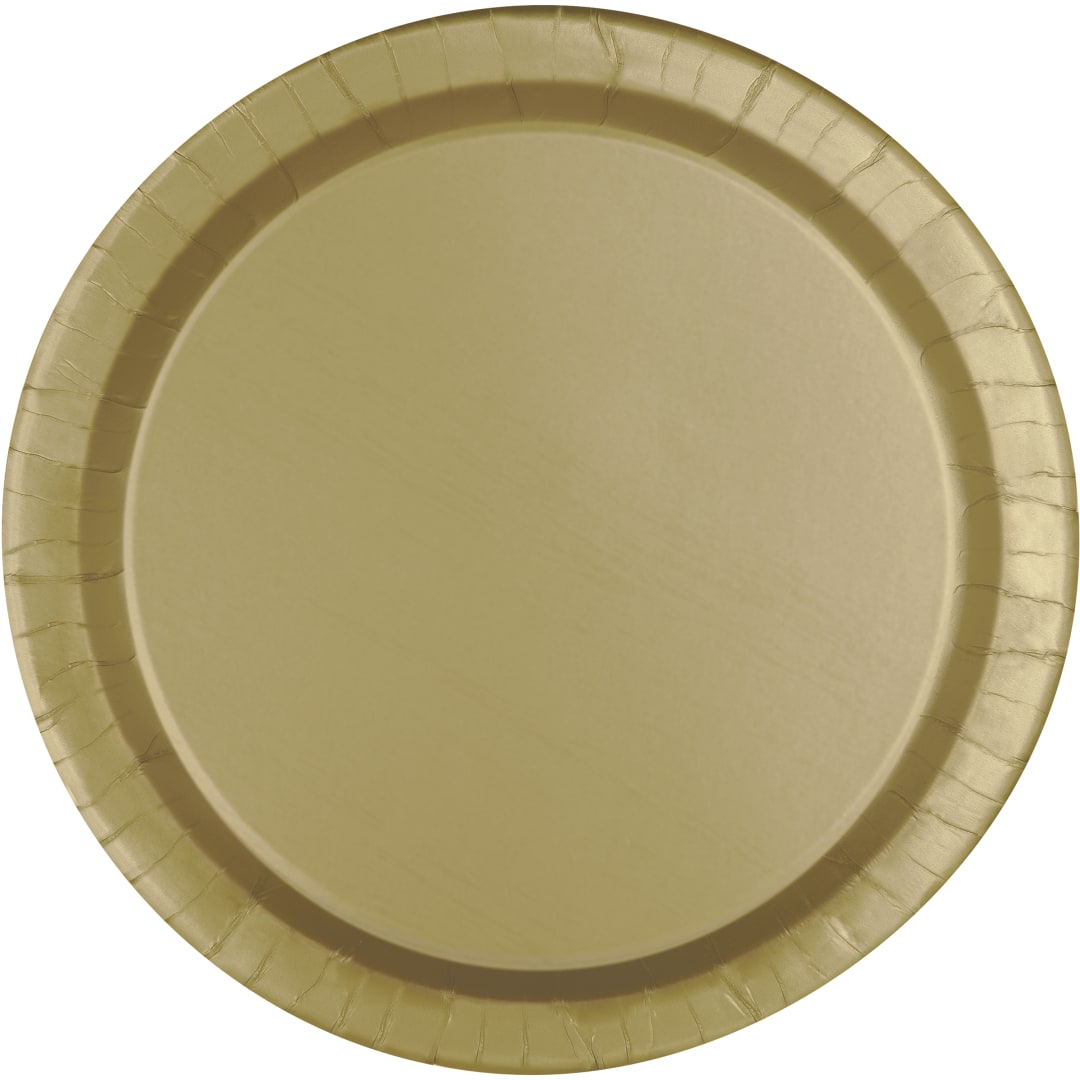Gold Solid Round 10" Dinner Plates, 50ct