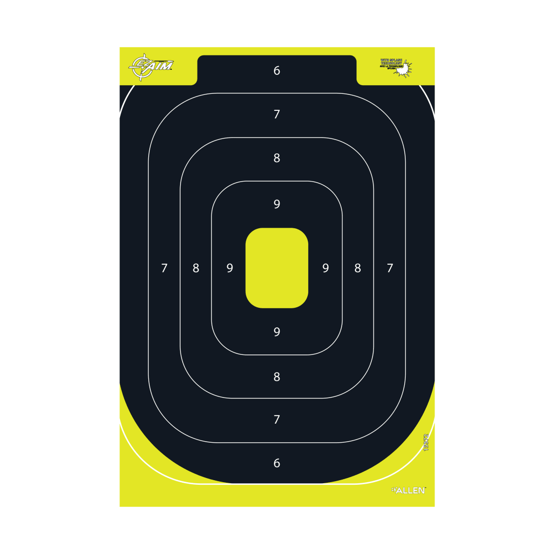 EZ Aim® Reactive Paper Shooting Targets, IPSC Silhouette Trainer, 12.5"W x 18.25"H, 8-Pack, Black/Chartreuse