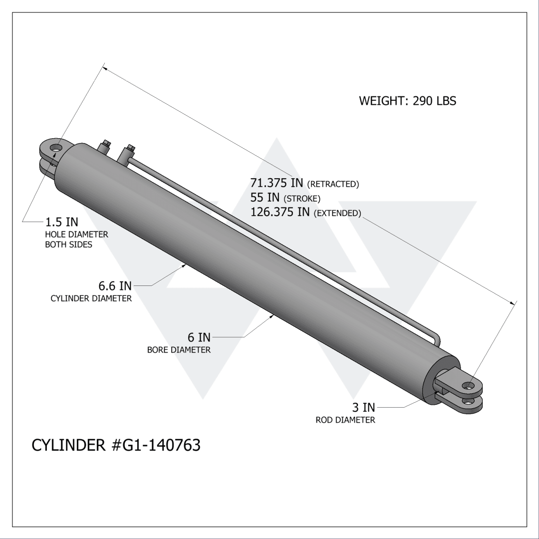 Galbreath™ Hydraulic Cylinder (6" X 3" X 55")