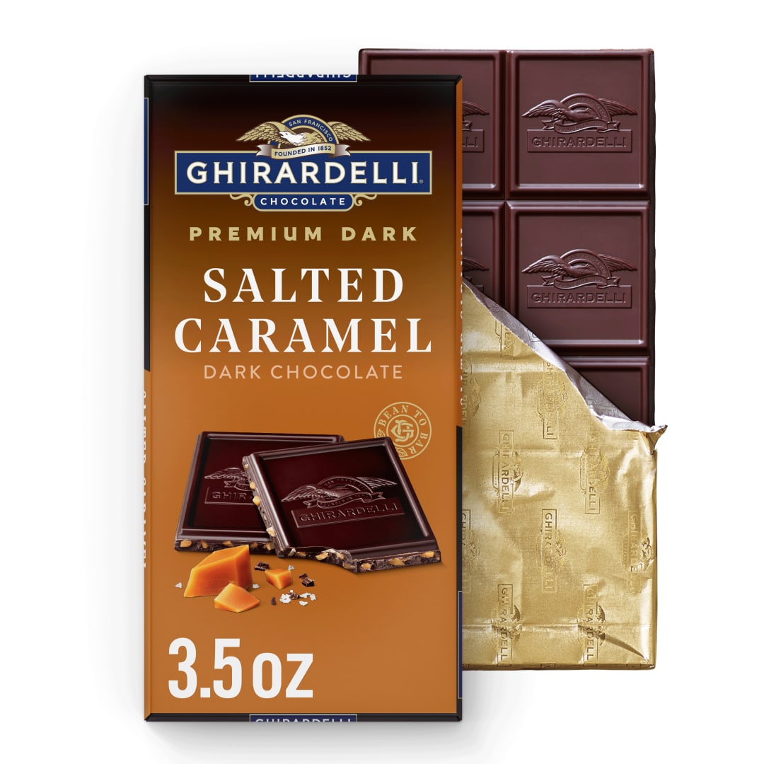 GHIRARDELLI PREMIUM DARK Salted Caramel Dark Chocolate Bar, 3.5 oz Bar