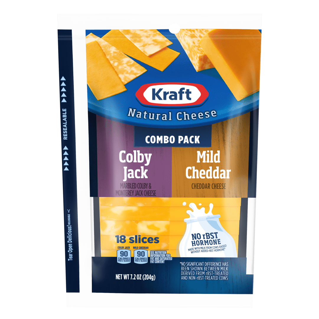 Kraft Colby Jack &amp; Mild Cheddar Marbled Cheese Slices Combo Pack, 18 ct Pack