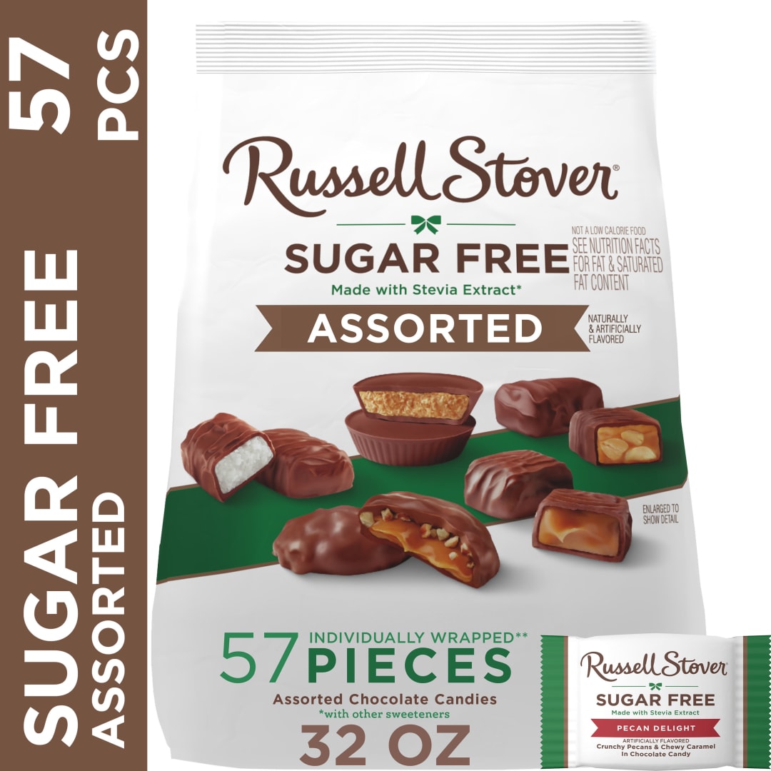 RUSSELL STOVER Sugar Free Assorted Chocolate Candy, 32 oz. bag