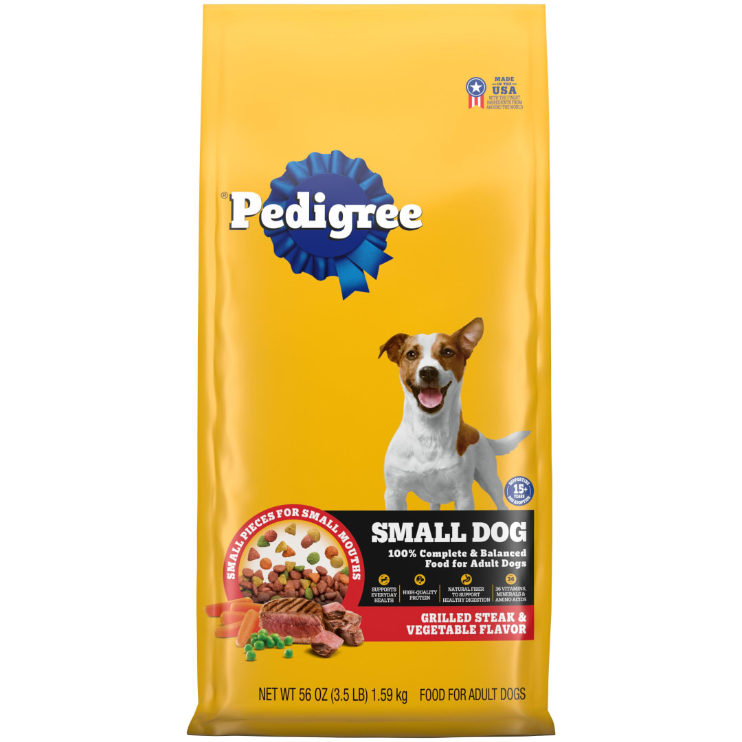 Pedigree Adult Small Dog Dry Dog Food, Grilled Steak and Vegetable Flavor, 3.5 lb. Bag