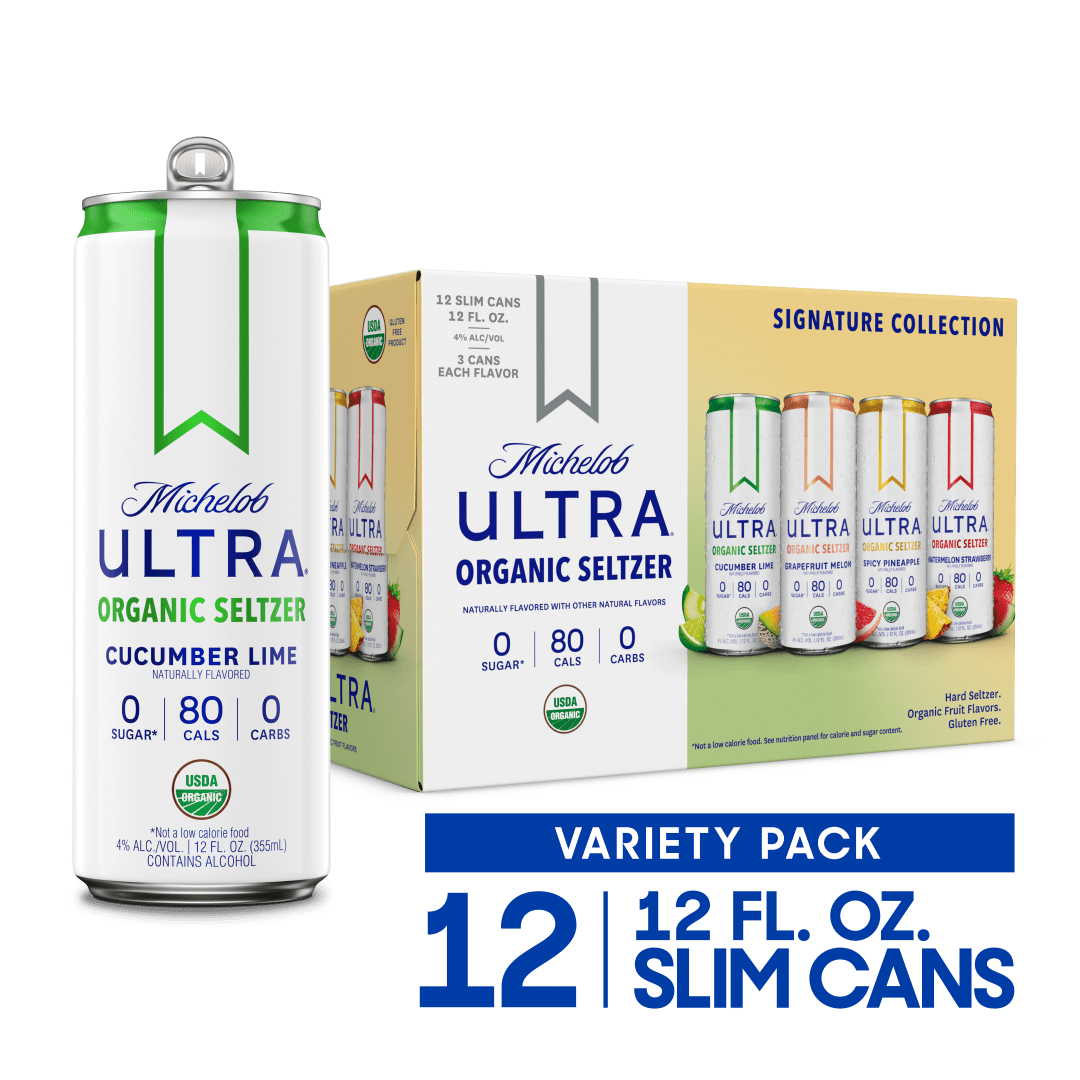 Michelob ULTRA Organic Hard Seltzer, Variety Pack, 12 Pack, 12 FL OZ Slim Cans