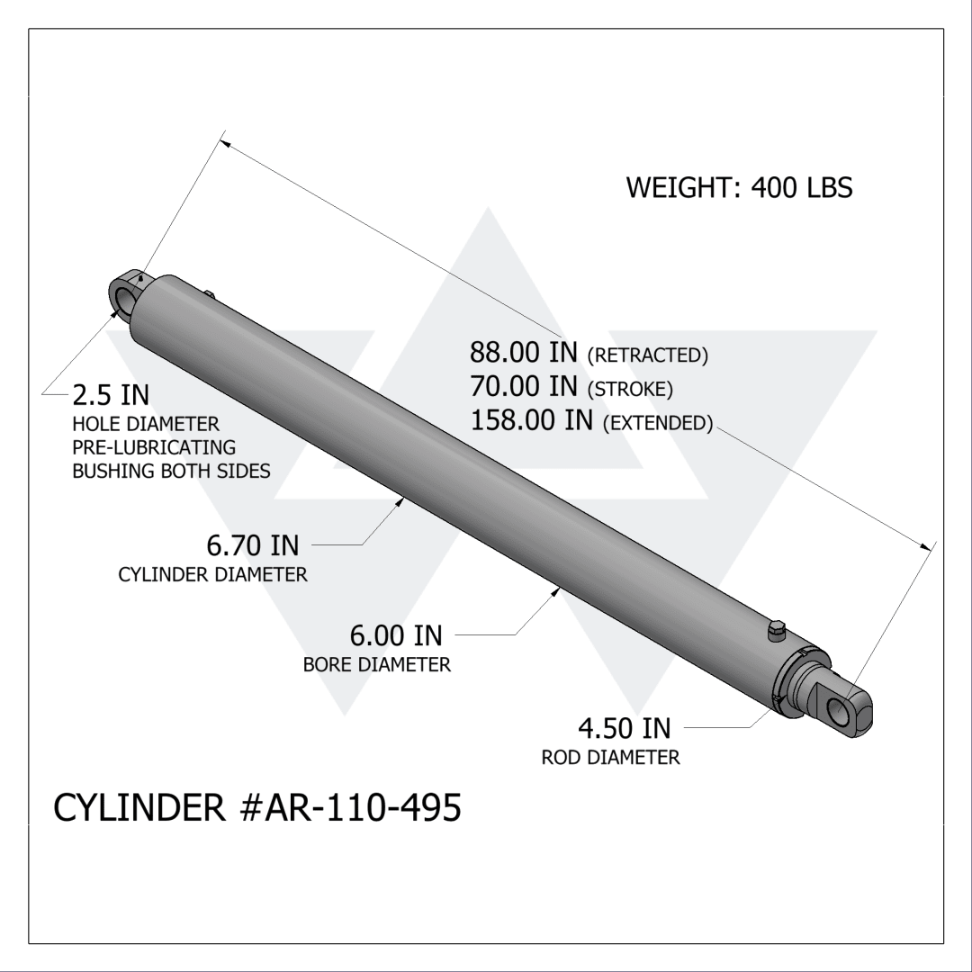 Wastebuilt® Replacement for American Roll-Off Lift Cylinder (110-495)