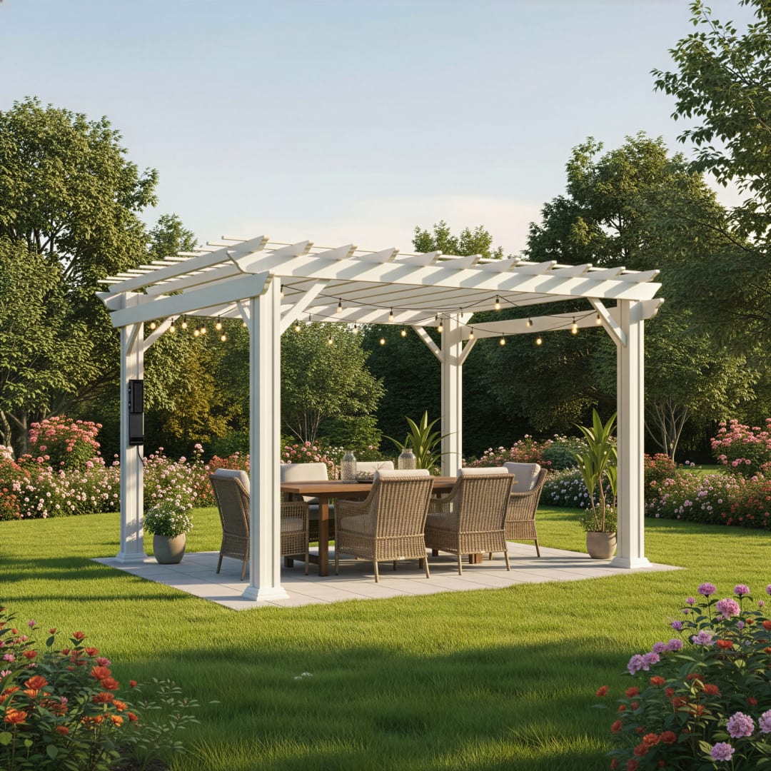 Stratford Pergola White-12x10
