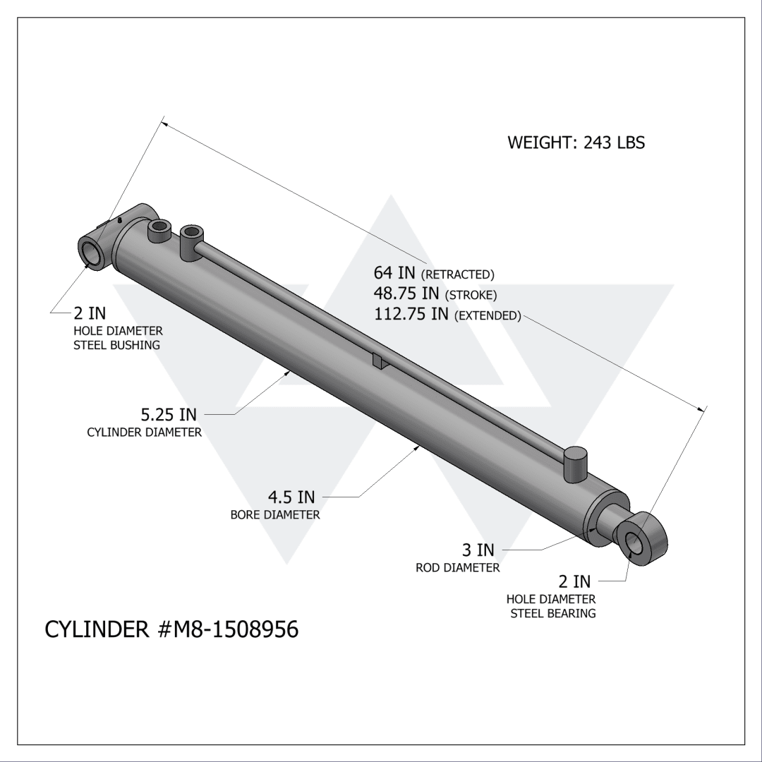 Wastebuilt® Replacement for McNeilus Cylinder, Hydraulic 4.50X48.75,RMT,AR49