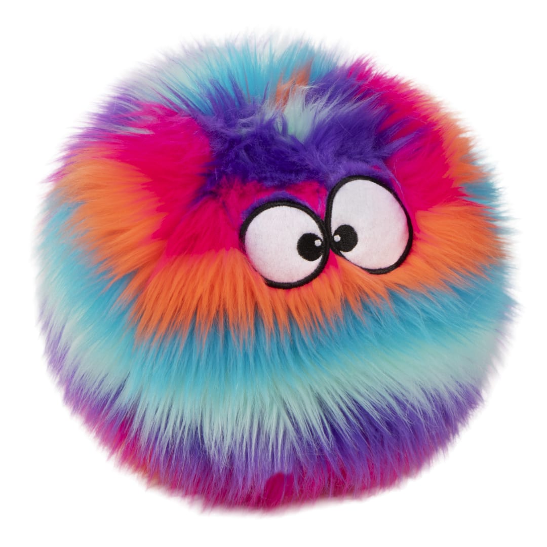 goDog Furballz Squeaky Plush Dog Toy, Chew Guard Technology, Rainbow, Large