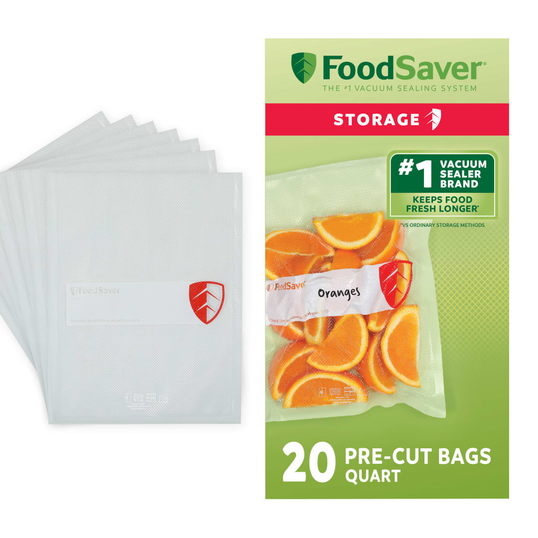 Sacs sous vide FoodSaver format quart, 946ml, paquet de 20, sacs de conservation prdcoups sans BPA