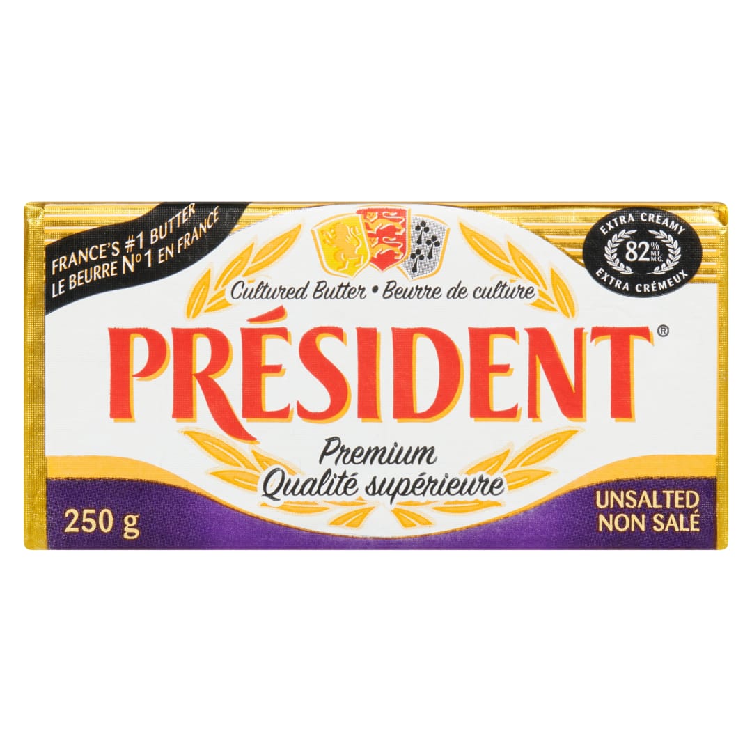 Président Premium Unsalted Cultured Butter , 250g