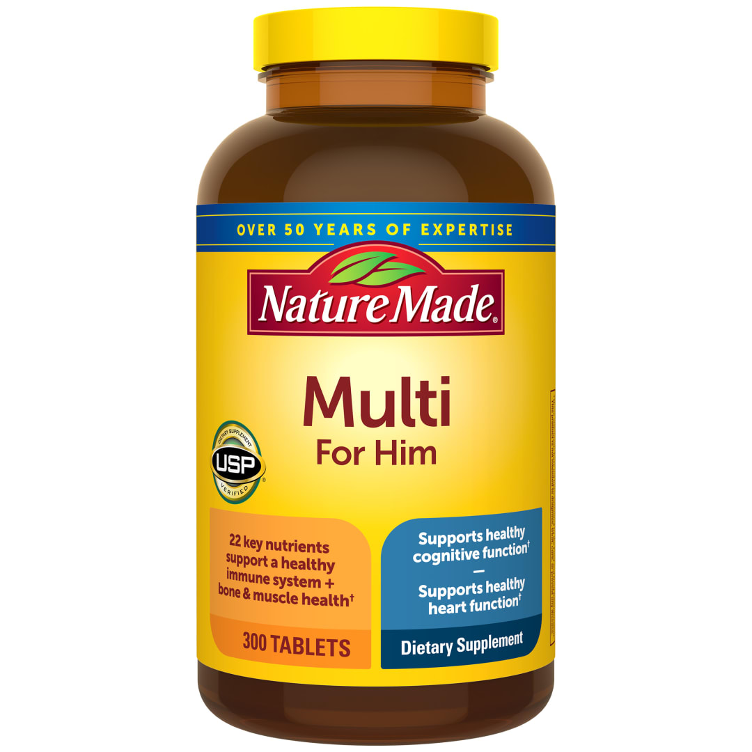 Nature Made Multivitamin For Him with No Iron, Mens Multivitamins for Daily Nutritional Support, Multivitamin for Men, 300 Tablets, 300 Day Supply