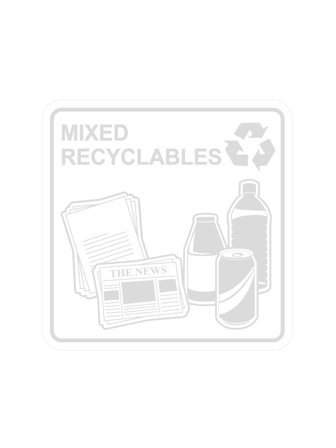  WASTE WATCHER - Label - Mixed Recyclables - Clear-White