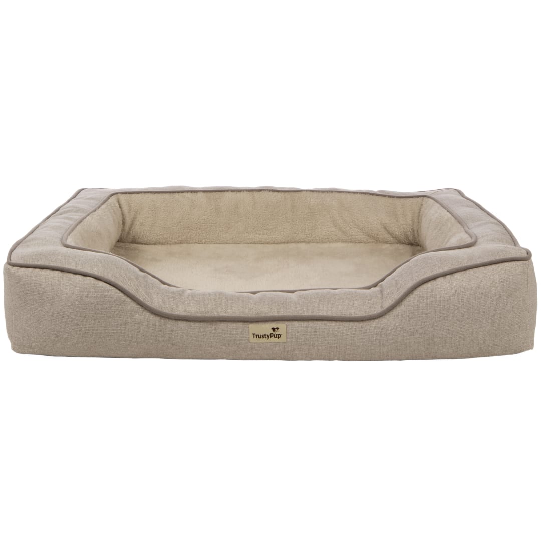 TrustyPup Bolstered Bliss Pet Bed, Heather Basket Woven Brown, Large 36x26x6