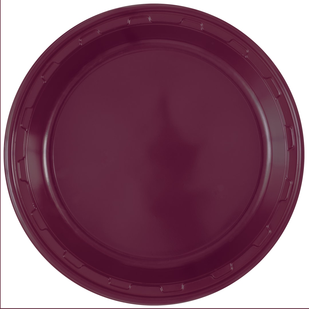 Burgundy Solid Round 10" Plastic Dinner Plates, 50ct