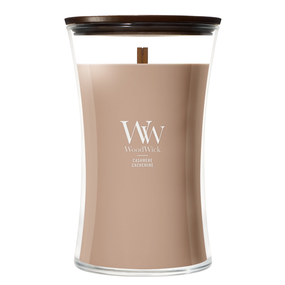 WoodWick Vela perfumada | Vela grande en forma de reloj de arena | Cashmere | Regalos perfectos para mujeres