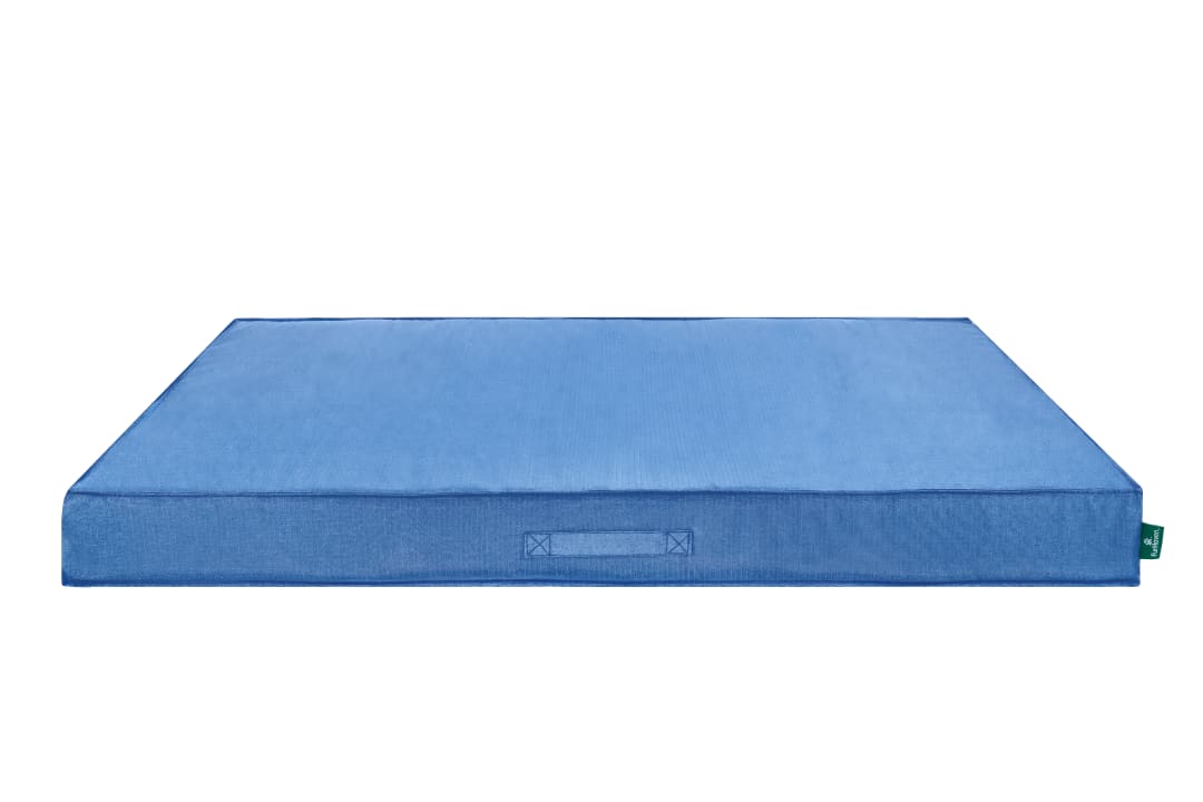 FurHaven Gridded Ripstop Full-Support Solid Core All-Weather Deluxe Mattress Pet Bed, Capri Blue, Medium