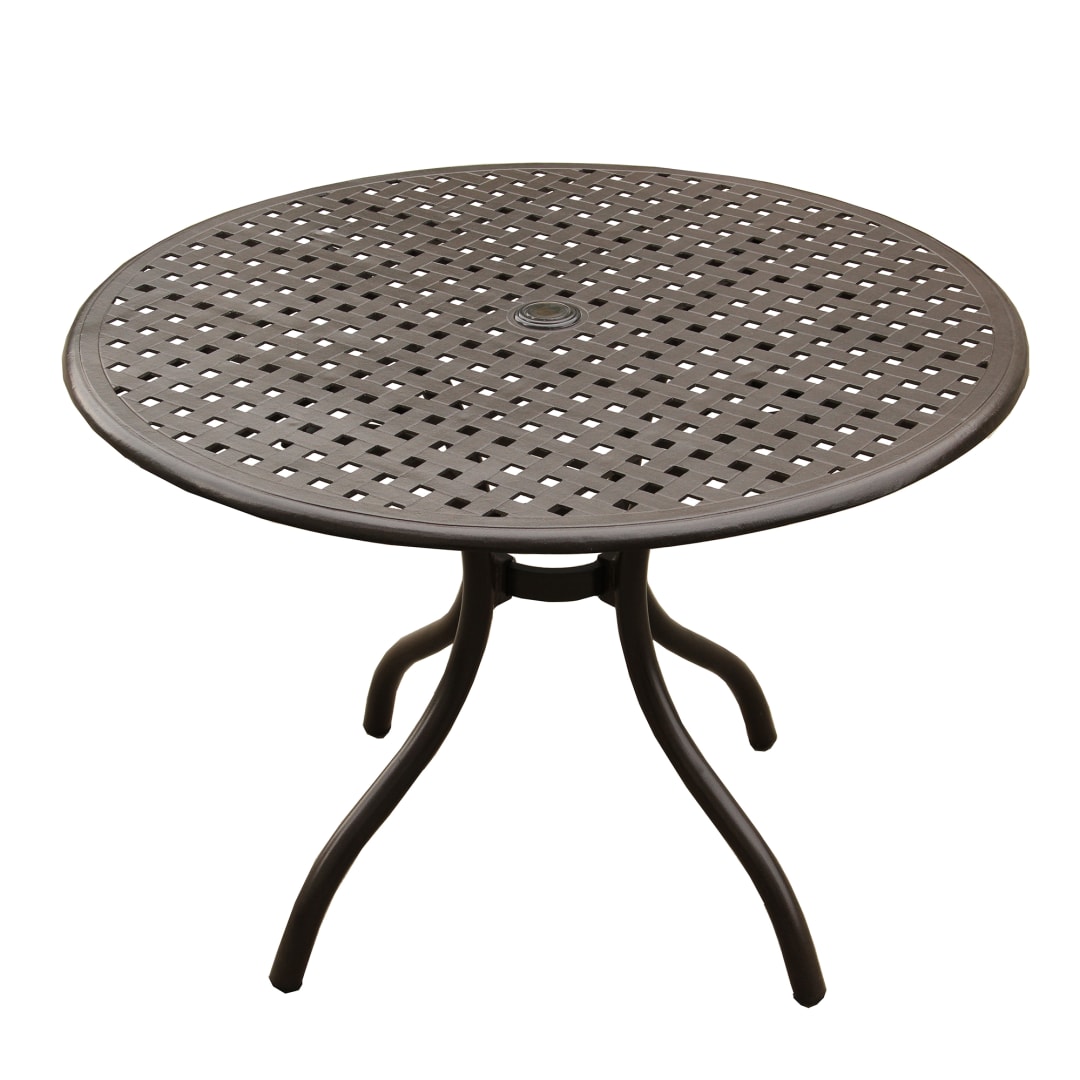 Modern Outdoor Mesh Aluminum 42-in Brown Round Patio Dining Table