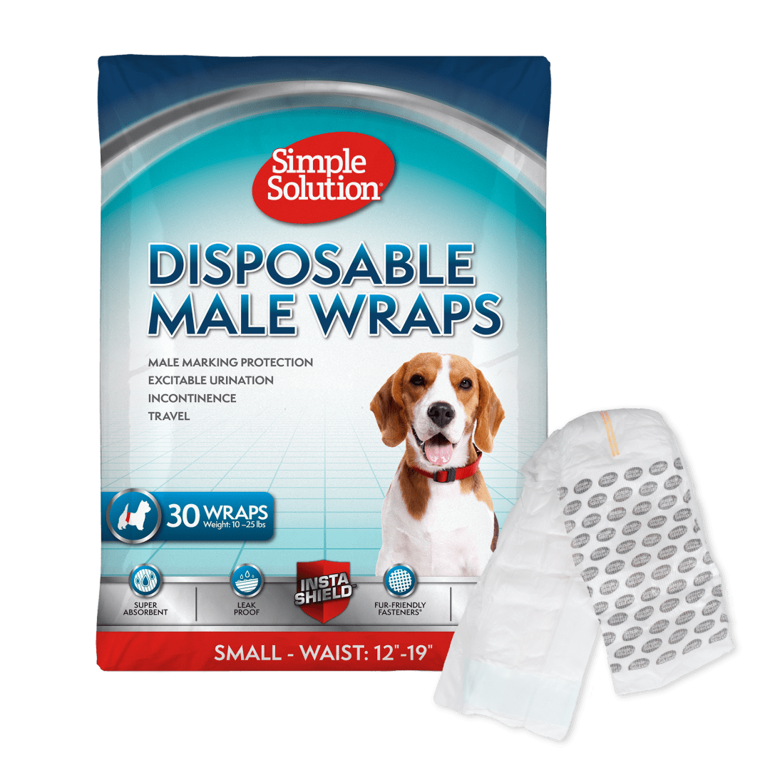 Simple Solution Disposable Dog Diapers for Male Dogs | Male Wraps with Super Absorbent Leak-Proof Fit | Excitable Urination, Incontinence, or Male Marking | Small | 30 Count