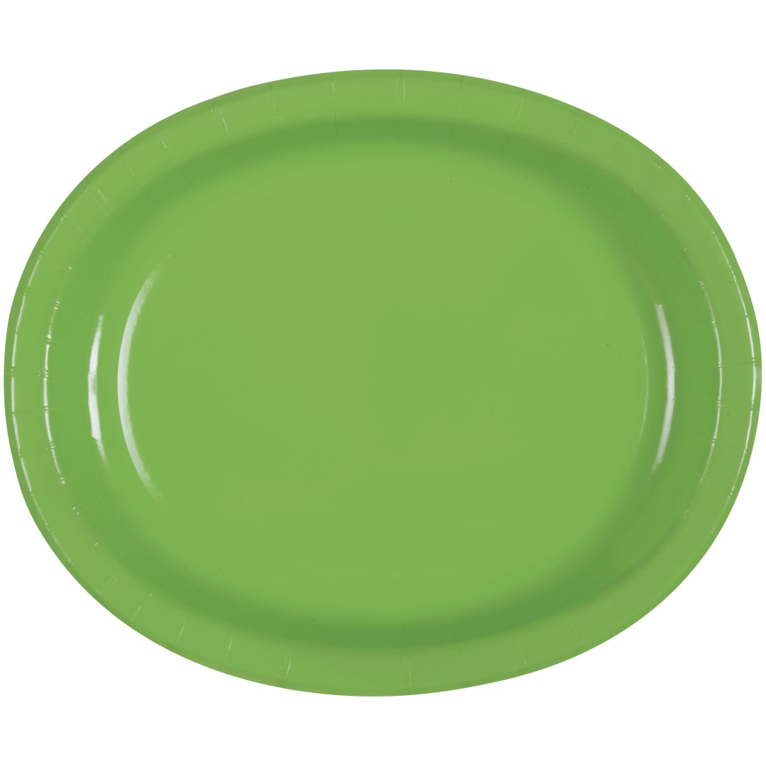 Lime Green Solid Oval Plates, 8ct