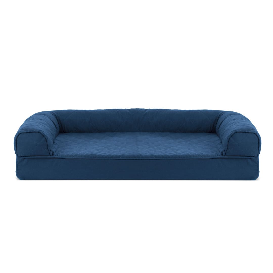 FurHaven Quilted Orthopedic Sofa Pet Bed, Navy, Medium