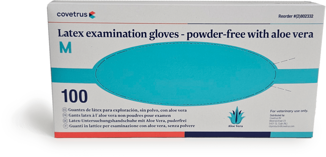 Covetrus Powder-Free Latex Examination Glove with Aloe Vera, White, Medium
