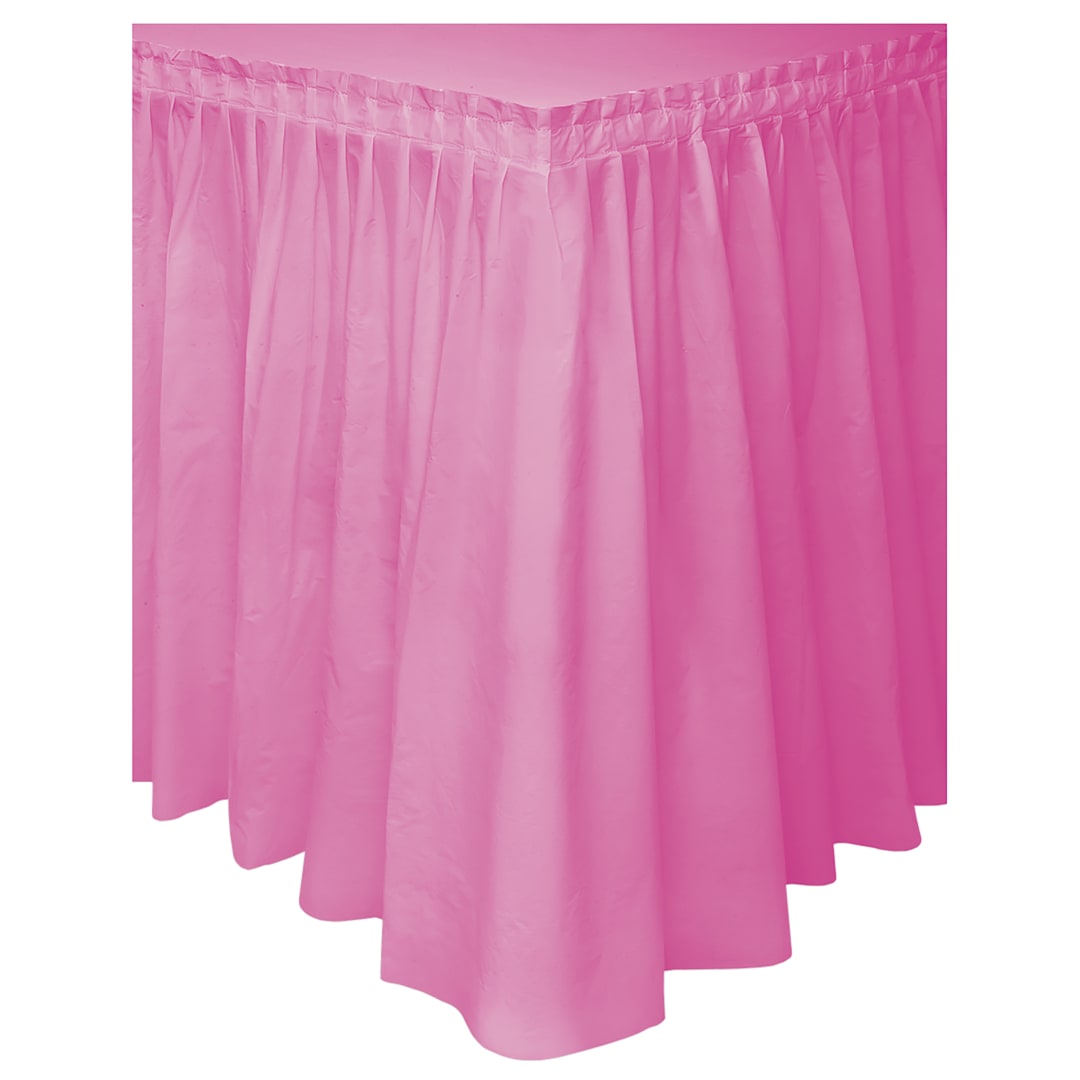 Hot Pink Solid Plastic Table Skirt, 29" x 14 ft