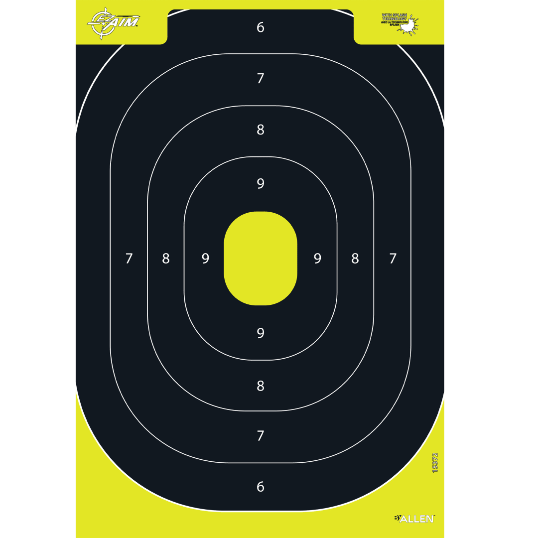 EZ Aim® Reactive Paper Shooting Targets, IPSC Silhouette Trainer, 12.5"W x 18.25"H, 30-Pack, Black/Chartreuse